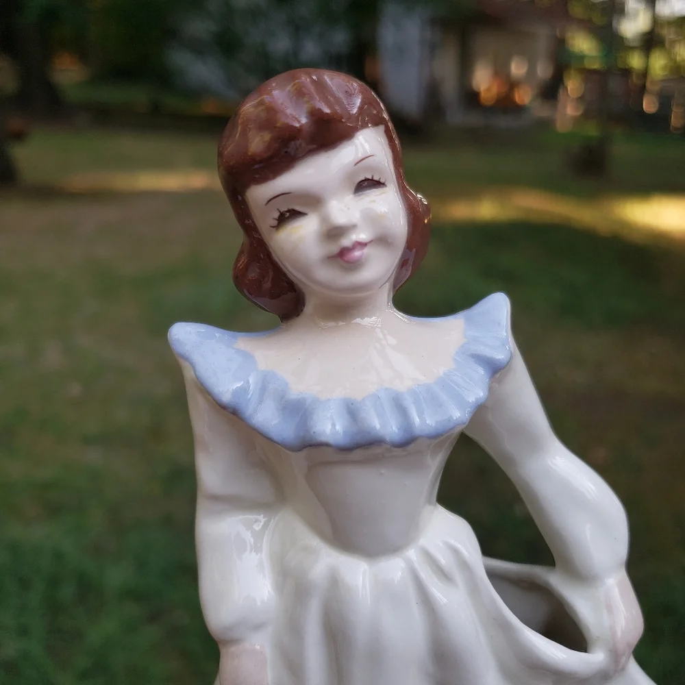 Vintage Florence Ceramics Man & Women Figurine & Flower Holder/Planter WITH WEAR